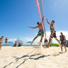 People playing beach volley at Playa Del Carmen..On Sunday, 31 October 2021, in Playa Del Carmen, Quintana Roo, Mexico. (Photo by Artur Widak/NurPhoto via Getty Images)
